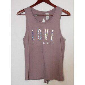 Victoria Sport Mauve Love to Sweat XS Iridescent Logo Open Back Casual Tank Top
